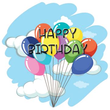 Balloonfilled Sky Happy Birthday Card Template Happy Party Day Vector, Happy, Party, Day PNG and ...