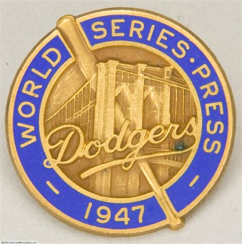 1947 Brooklyn Dodgers World Series Press Pin