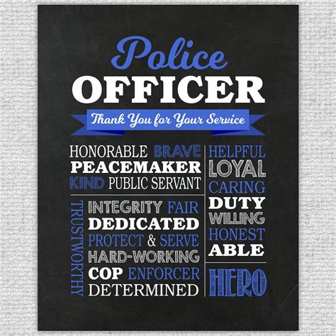 Police Officer Gift Printable Police Officer Chalkboard Sign | Etsy