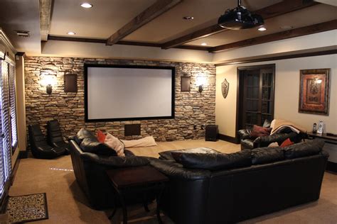 Stunning Basement Media Room Design For Media Room Ideas With Black ...