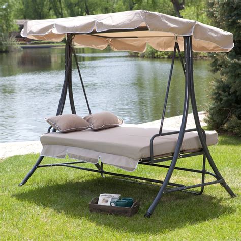 3 Person All-Weather Swing Bed with Toss Pillows - Dealperx