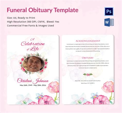 FREE 11+ Sample Funeral Obituary Templates in PDF | PSD | MS Word