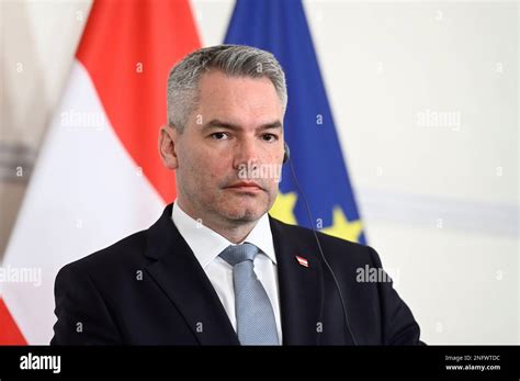 Vienna, Austria. 17th Feb, 2023.Press statement by the Austrian Chancellor Karl Nehammer (ÖVP ...