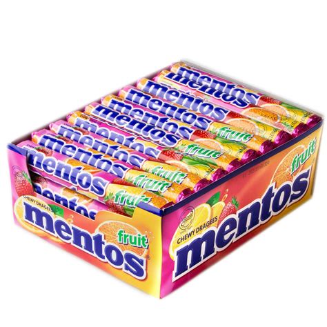 Mentos Fruit Candy Rolls - 40CT Case • Mentos Sugar-Free Gum & Candies • Gumballs, Bubble Gum ...