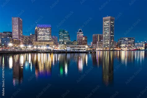 Baltimore Night Skyline Stock Photo | Adobe Stock