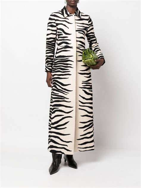 Dries Van Noten white Rilke zebra print maxi coat | Browns