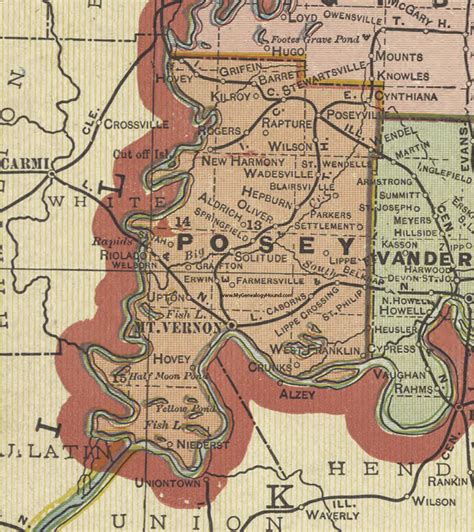 Posey County, Indiana, 1908 Map, Mt. Vernon