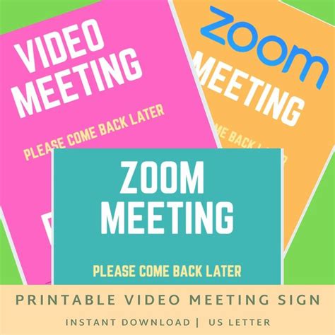 Zoom Video Meeting Printable Signs | Meeting in progress signs ...