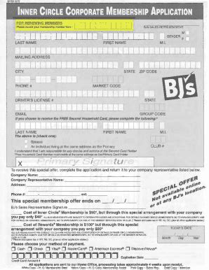 Fillable Online BJs membership form Fax Email Print - pdfFiller