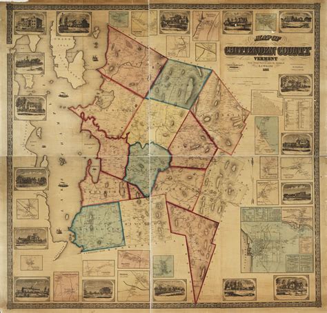 Map of Chittenden County, Vermont, 1857. Historical Maps, Historical Society, New Canaan ...