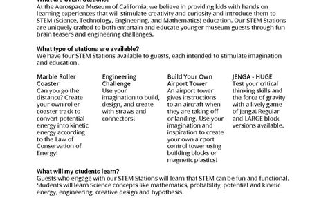 Teacher Resources – STEM Stations | Aerospace Museum of California