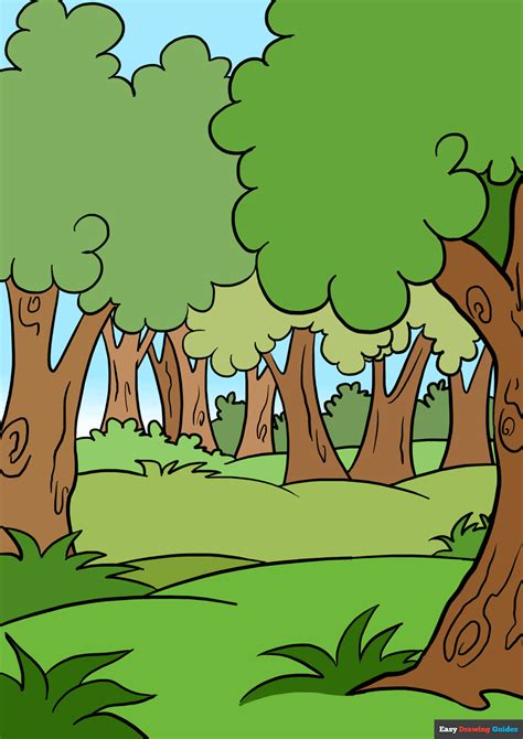 How to Draw a Cartoon Forest in a Few Easy Steps | Easy Drawing Guides