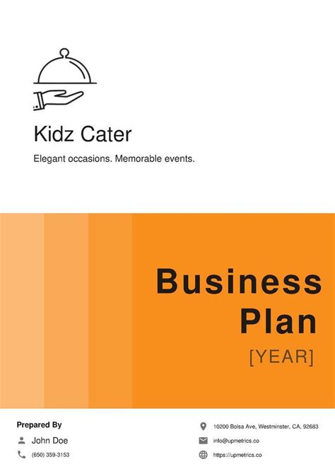 Kidz Cater Business Plan Template Cover Page | Business plan template ...