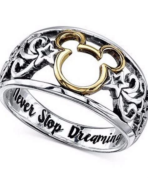 DISNEY STERLING SILVER 14K GOLD DISNEY MICKEY MOUSE RING NEVER STOP DREAMING 7 #Disney # ...