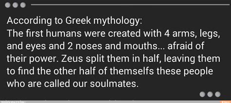 According to Greek mythology: The ﬁrst humans were created with 4 arms ...