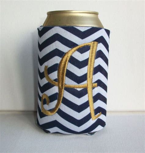 Monogrammed Custom Can black white chevron Koozie by FLHCreations can ...