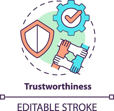 Trustworthiness concept icon. Type of business ethics abstract idea thin line illustration ...