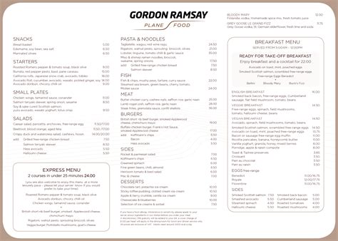 Menus - Plane Food | Gordon Ramsay Restaurants