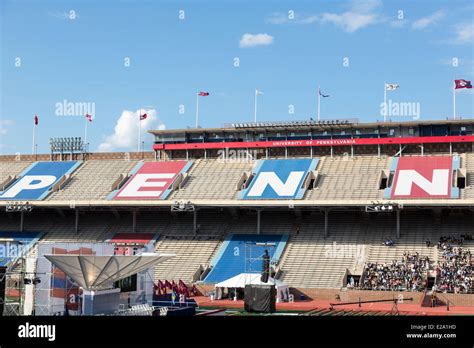 PENN sign, Franklin Field stadium, commencement ceremony for students ...