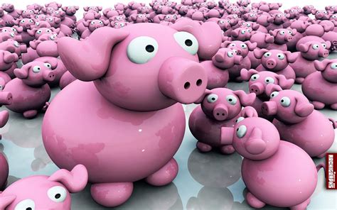 3D pink pigs wallpaper | 3d and abstract | Wallpaper Better