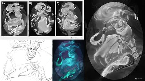 Hearthstone card art sketches submitted before final render