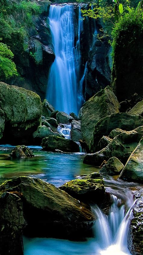 Natural Waterfall In Forest Landscape iPhone Wallpapers Free Download