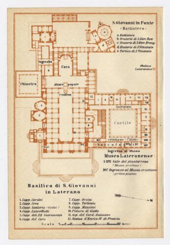 1928 ORIGINAL VINTAGE PLAN OF PAPAL ST. JOHN LATERAN BASILICA / ROME ...