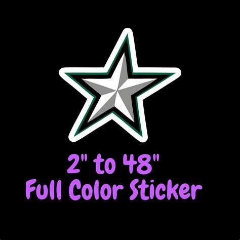 Dallas Stars – Star – Full Color Vinyl Sticker – Custom Size – Sports ...