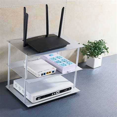 Three Layer Router Shelf Storage Rack Space Aluminum Wireless WiFi ...