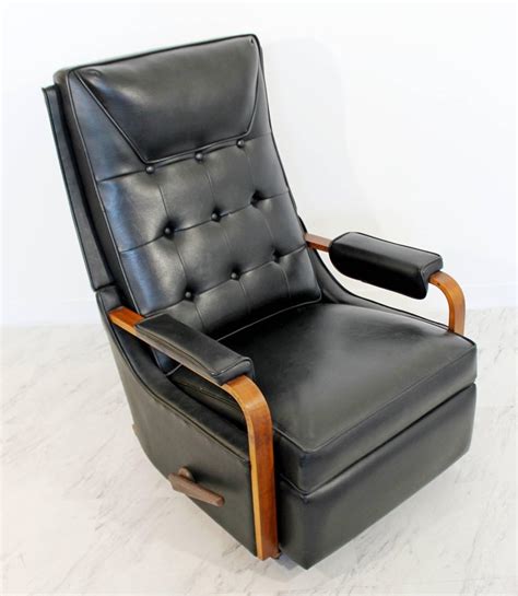 Mid-Century Modern Vintage Classic Lazy Boy Rocker Recliner Walnut Leather 1960s at 1stDibs