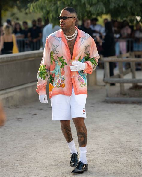 Rapper YG Street Style After Casablanca SS24 Paris Fashion Week