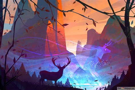 Forest Deer 4K wallpaper download