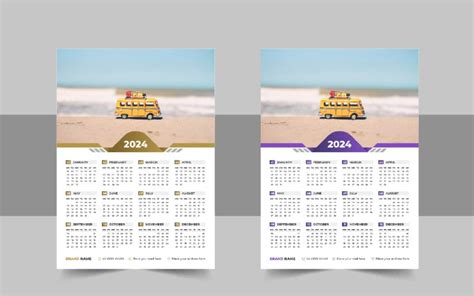 2024 Wall Calendar design template vector - TemplateMonster