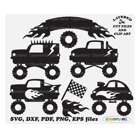 INSTANT Download. Monster truck silhouette svg cut file and - Inspire Uplift