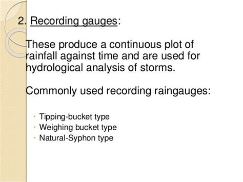 Measurement of precipitation (rainfall )