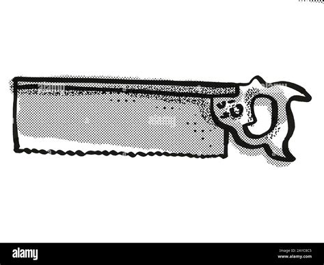 tenon saw Woodworking Hand Tool Cartoon Retro Drawing Stock Photo - Alamy