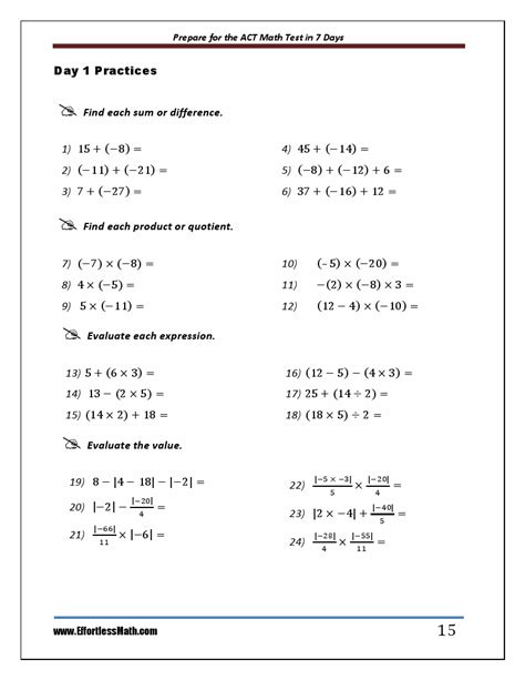 Prepare for the ACT Math Test in 7 Days: A Quick Study Guide with Two ...