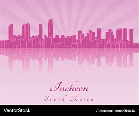 Incheon skyline in purple radiant orchid Vector Image