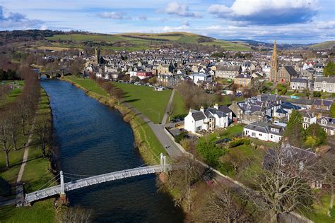 Aerial view of Peebles in Scottish Borders, Scotland Photograph by Iain ...