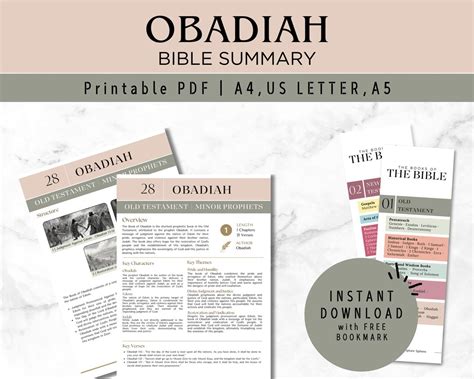 Obadiah Bible Summary Printable Sheet Old Testament Summary Christian ...