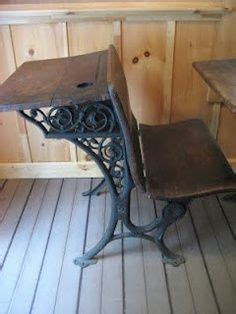 Vintage Antique Children's 1920s Wood & Iron Old Fashion School Desk Marked A.S. Co. 2 with Ink ...