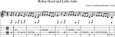 Guitar Tab and sheet music for Robin Hood And Little John