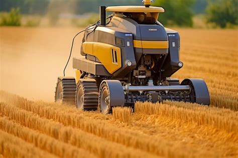 Premium AI Image | Robotic wheat harvesting Mechanisms of the future