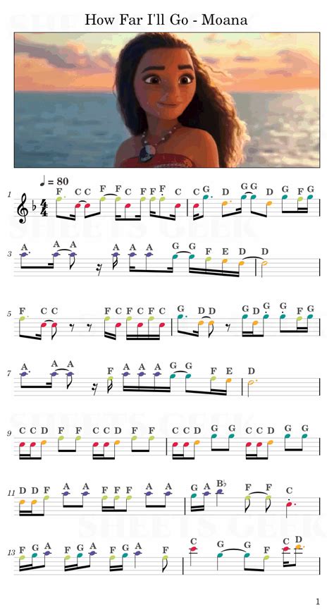 How Far I'll Go - Moana | Easy Sheet Music