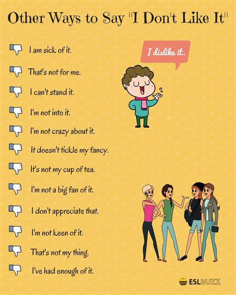 Different Ways to Say I LIKE IT and I DON'T LIKE IT - ESLBuzz Learning English | English ...