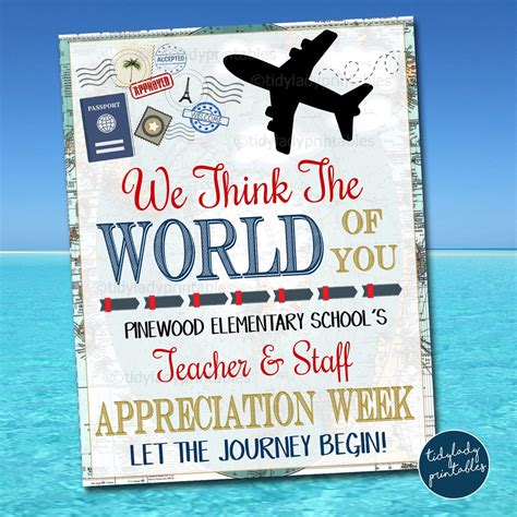 World Travel Map Theme Teacher Appreciation Week Party Set – TidyLady ...