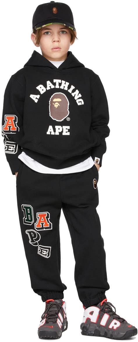 BAPE Kids Black Multi Fonts Lounge pants A Bathing Ape