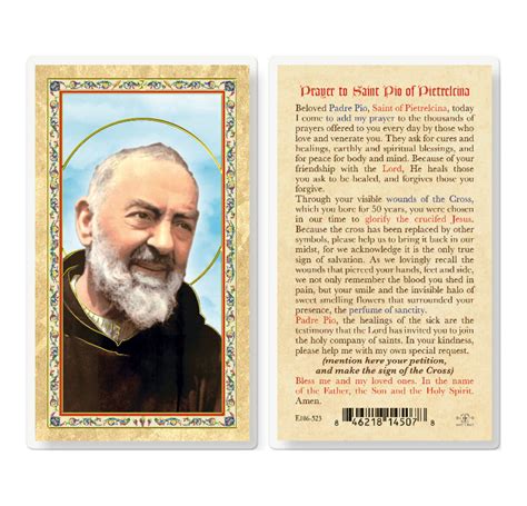 Prayer to St. Pio of Pietrelcina Gold-Stamped Laminated Holy Card - 25 Pack - Buy Religious ...