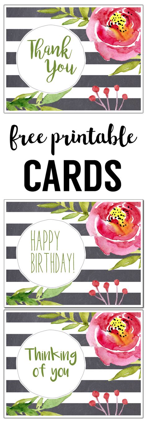 Free Printable Greeting Cards {Thank You, Thinking of You, Birthday} - Paper Trail Design