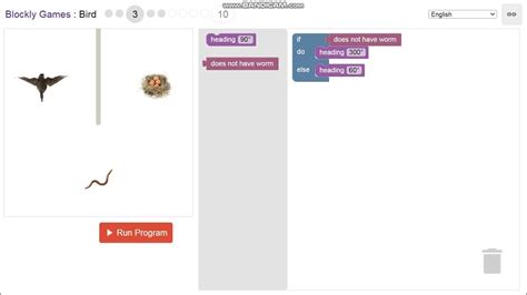 Blockly Games Bird levels 1-5 walkthrough - YouTube
